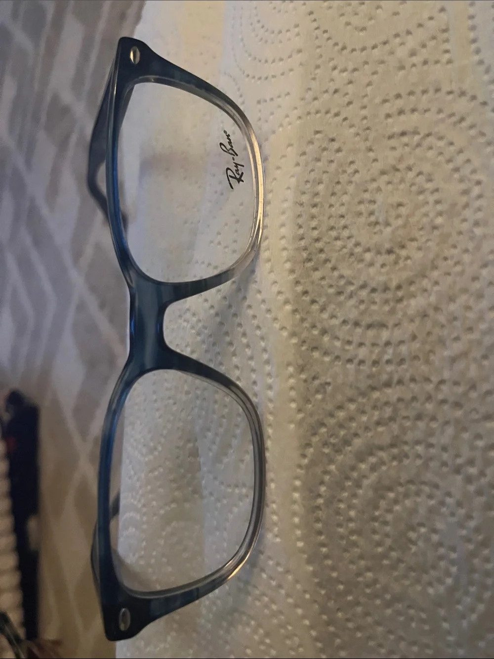 Ray-Ban Blue Gray Rectangular Eyeglass Frames